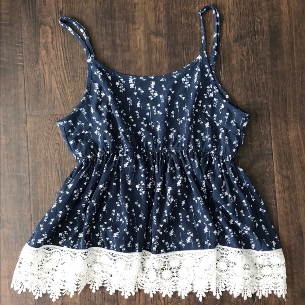 Mono B Floral Lace Tank Top